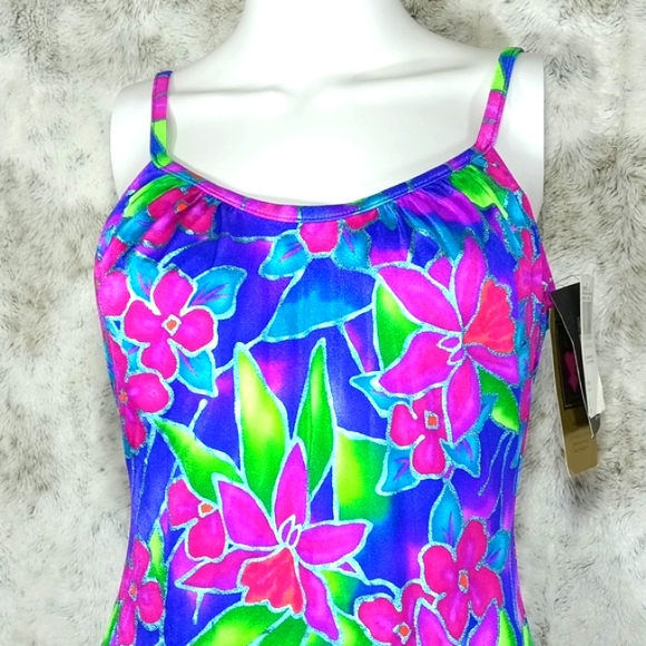 NWT Jantzen Botanical Beauty Lingerie One Piece Floral Print Swim Wear Size 14 - Picture 3 of 17